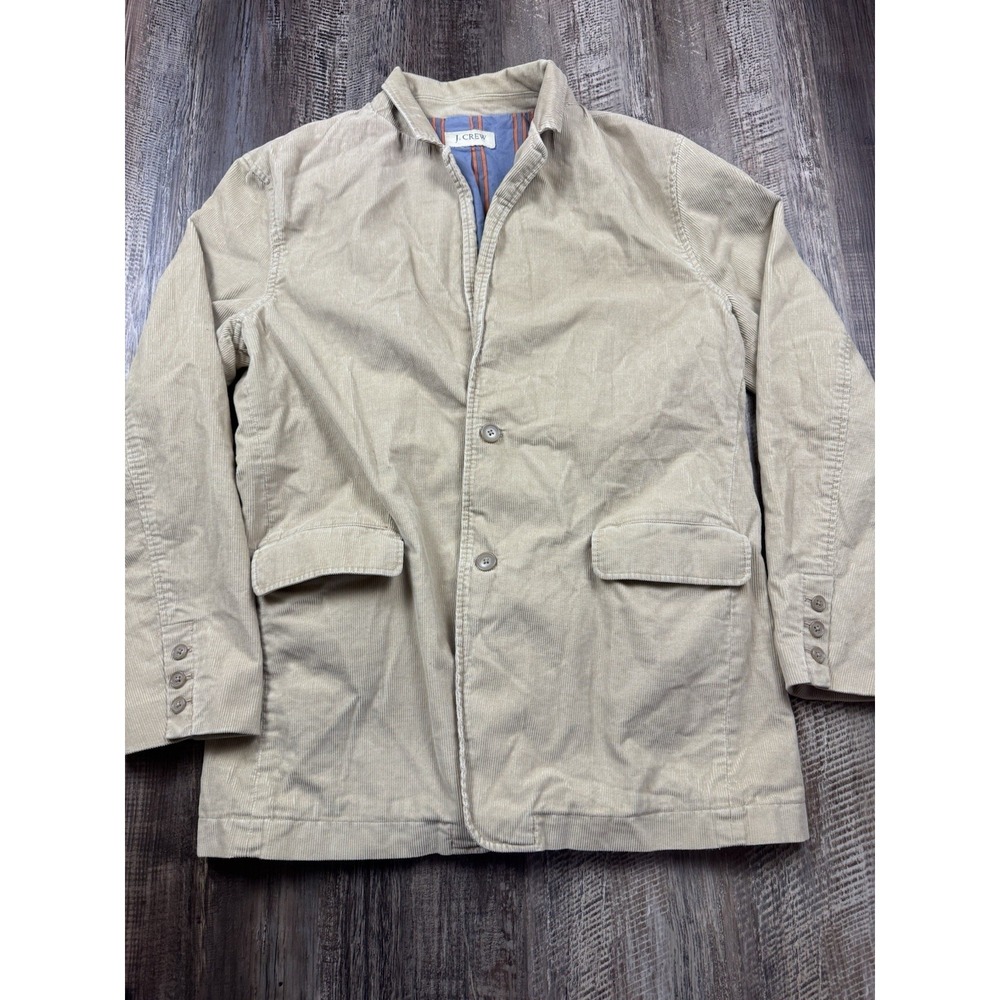 J.Crew Men's Corduroy Blazer Sport Coat Tan Size Large Preppy Casual Smart Y2K